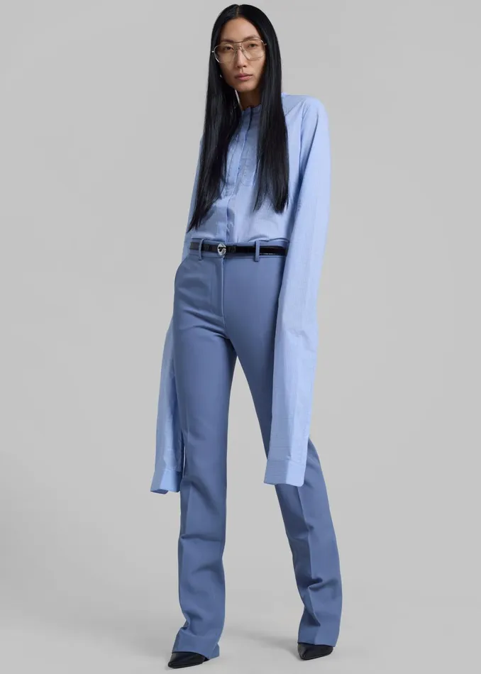 Women Coperni Straight Tailored Trousers 8211 Blue The Frankie Shop Bottoms