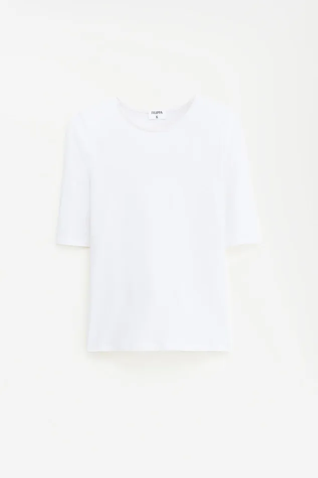 Women Cotton Stretch Elbow Sleeve White Filippa K Tops