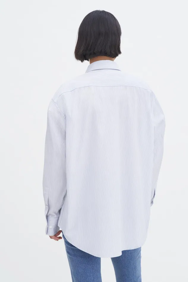 Women Cotton Stripe Shirt Soft Bluewhite Filippa K Shirts and Blouses