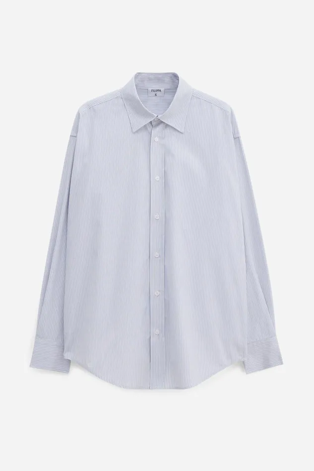 Women Cotton Stripe Shirt Soft Bluewhite Filippa K Shirts and Blouses