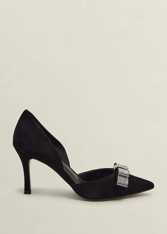 Women Court Shoes Hobbs Elva Jewelled Bow Courts Black