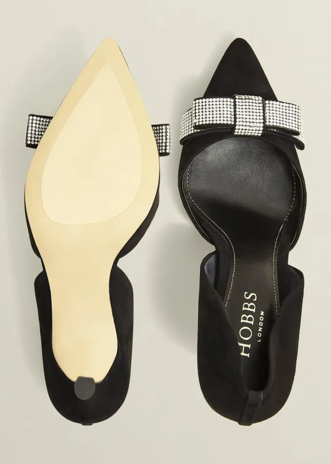 Women Court Shoes Hobbs Elva Jewelled Bow Courts Black