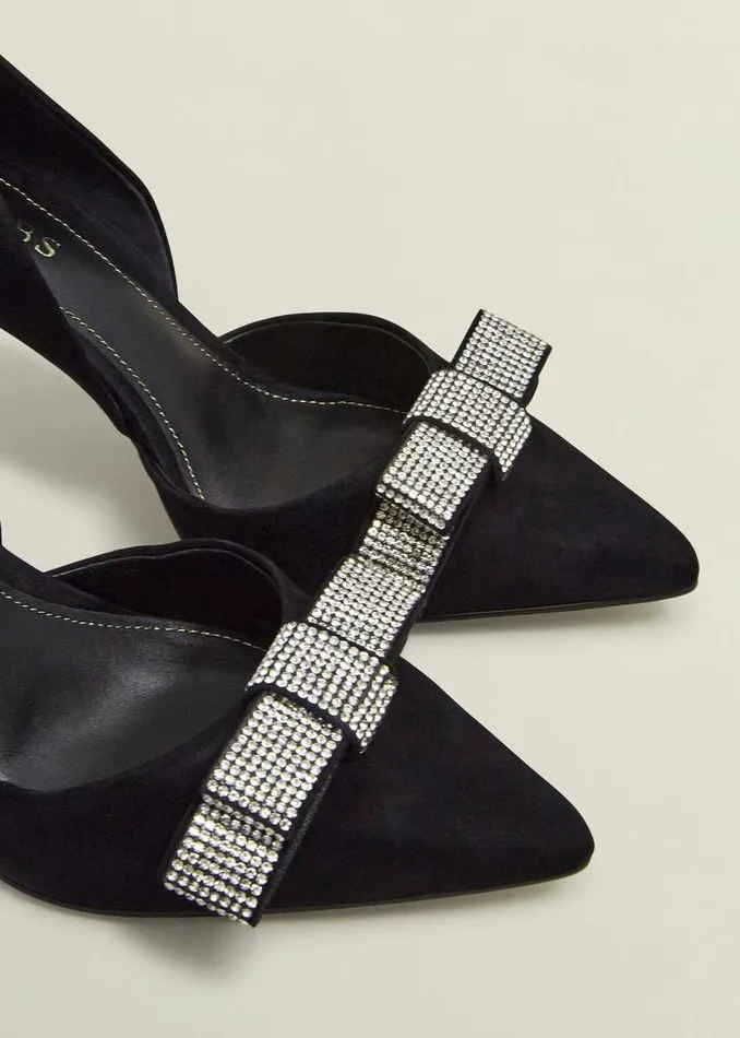 Women Court Shoes Hobbs Elva Jewelled Bow Courts Black