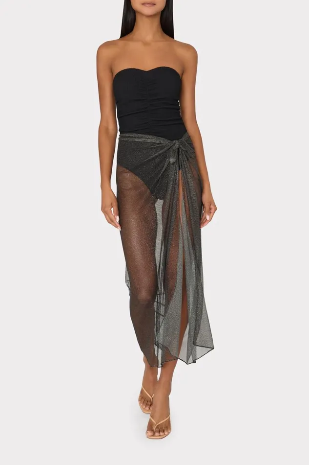 Women CoverUps Milly Metallic Mesh Sarong Black