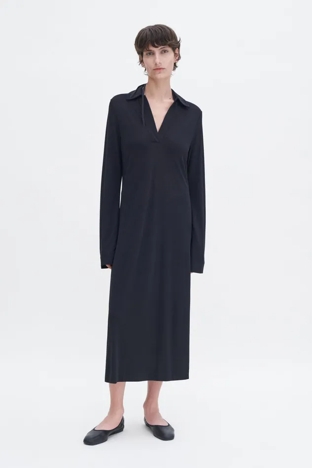 Women Crepe Jersey Polo Dress Black Filippa K Dresses