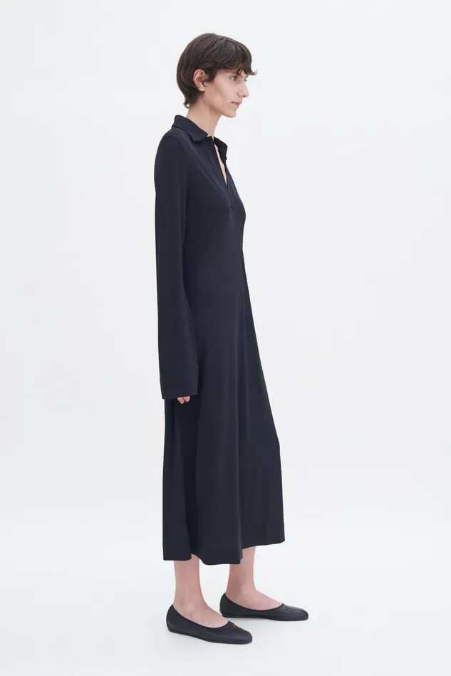 Women Crepe Jersey Polo Dress Black Filippa K Dresses