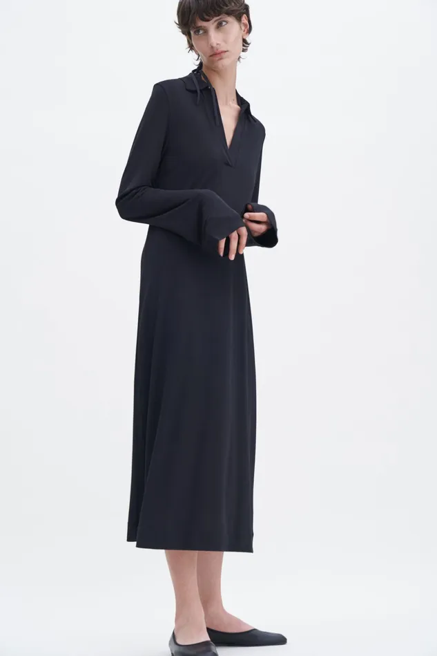 Women Crepe Jersey Polo Dress Black Filippa K Dresses