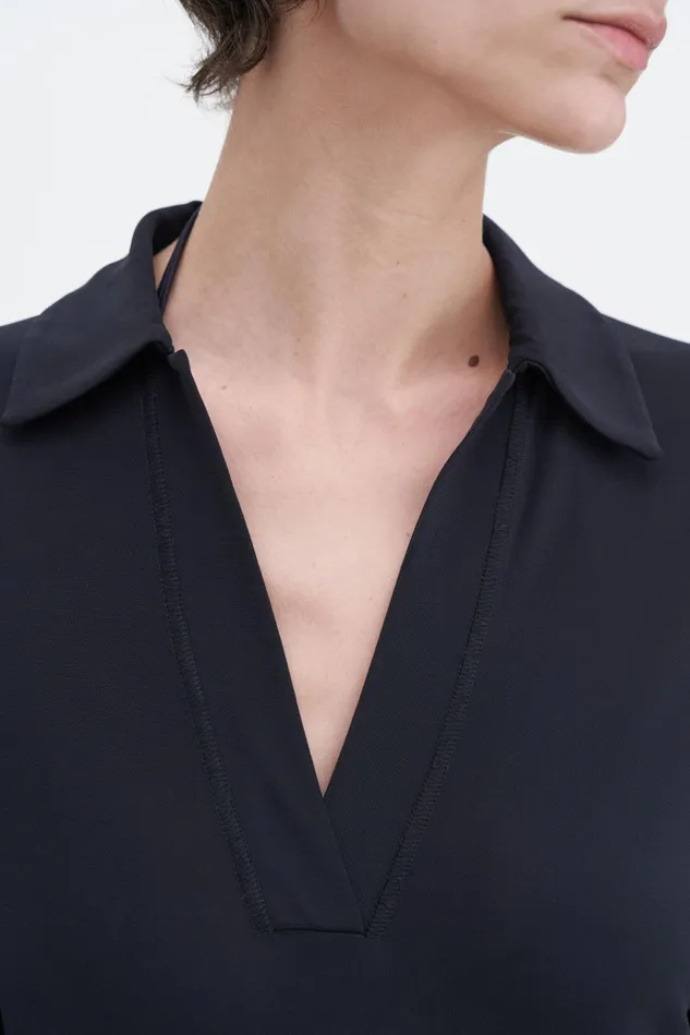 Women Crepe Jersey Polo Dress Black Filippa K Dresses