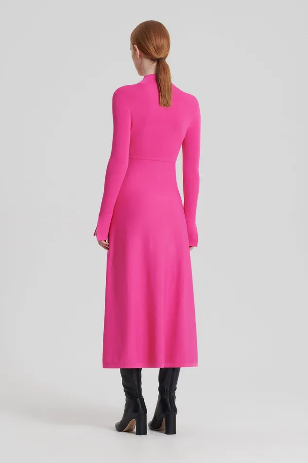 Women CREPE KNIT BUTTON POLO DRESS FUCHSIA Dresses Scanlan Theodore Women CREPE KNIT BUTTON POLO DRESS FUCHSIA Dresses Scanlan Theodore