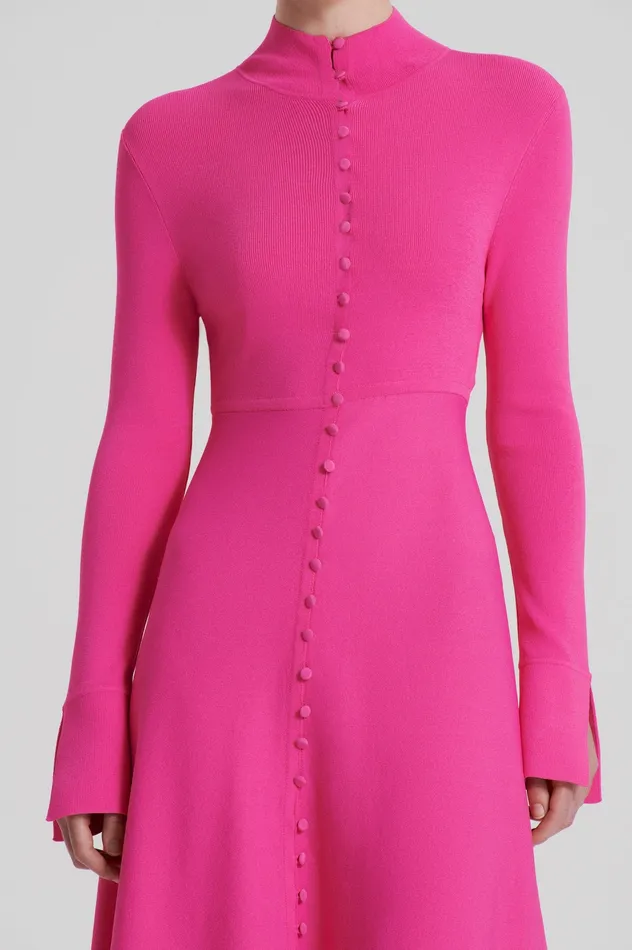 Women CREPE KNIT BUTTON POLO DRESS FUCHSIA Dresses Scanlan Theodore Women CREPE KNIT BUTTON POLO DRESS FUCHSIA Dresses Scanlan Theodore