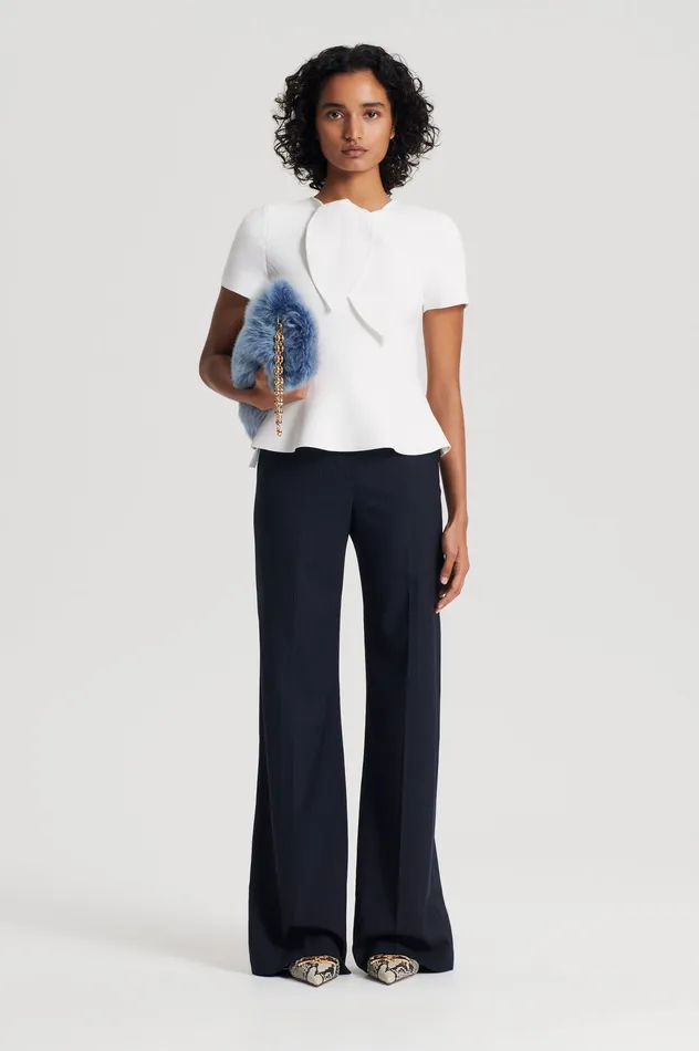 Women CREPE KNIT CRAVAT TOP CREAM Tops Scanlan Theodore
