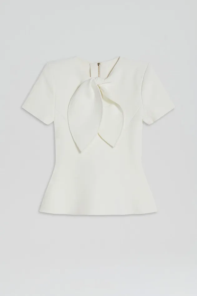 Women CREPE KNIT CRAVAT TOP CREAM Tops Scanlan Theodore Women CREPE KNIT CRAVAT TOP CREAM Tops Scanlan Theodore