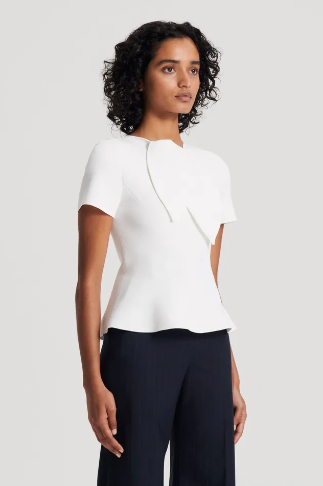 Women CREPE KNIT CRAVAT TOP CREAM Tops Scanlan Theodore Women CREPE KNIT CRAVAT TOP CREAM Tops Scanlan Theodore