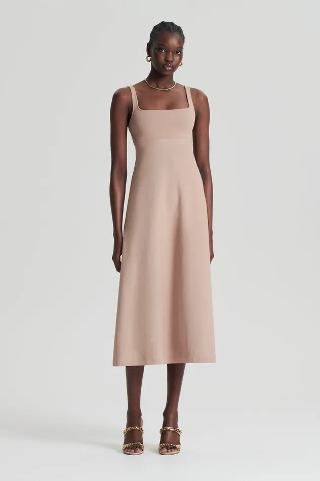 Women CREPE KNIT SQUARE NECK DRESS OAT Dresses Scanlan Theodore