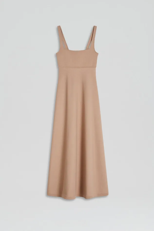 Women CREPE KNIT SQUARE NECK DRESS OAT Dresses Scanlan Theodore Women CREPE KNIT SQUARE NECK DRESS OAT Dresses Scanlan Theodore