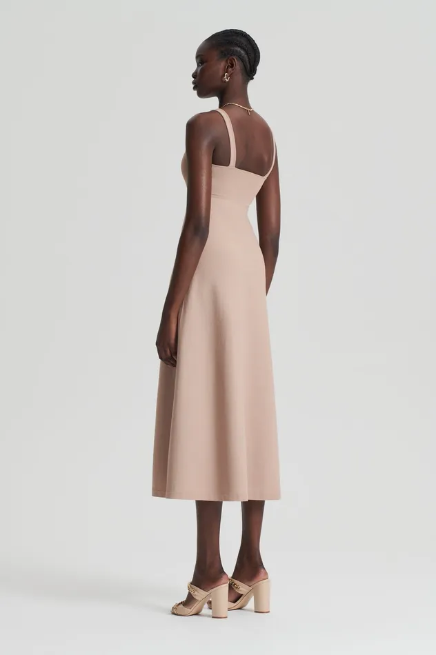 Women CREPE KNIT SQUARE NECK DRESS OAT Dresses Scanlan Theodore Women CREPE KNIT SQUARE NECK DRESS OAT Dresses Scanlan Theodore
