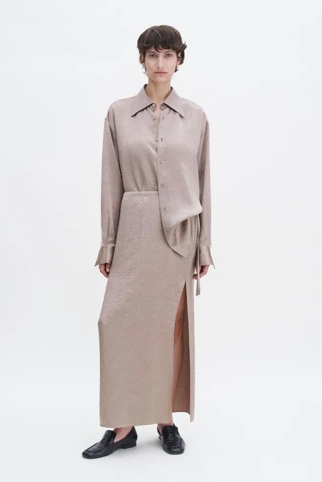 Women Crinkled Pencil Skirt Dark Taupe Filippa K Skirts