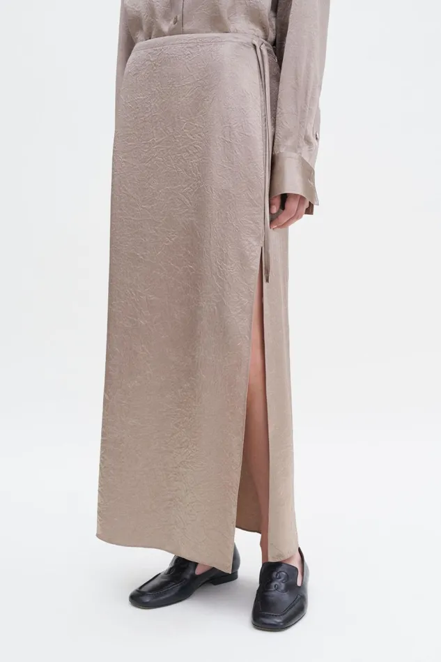Women Crinkled Pencil Skirt Dark Taupe Filippa K Skirts