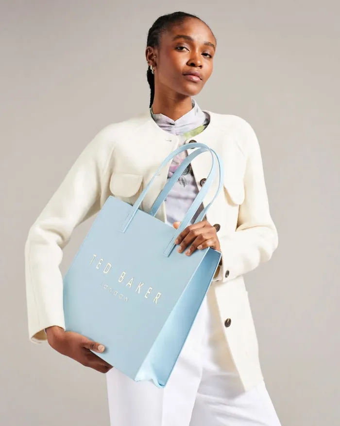 Women CRINKON 8211 Large Crinkle Texture Icon Bag Light Blue Ted Baker Tote Bags
