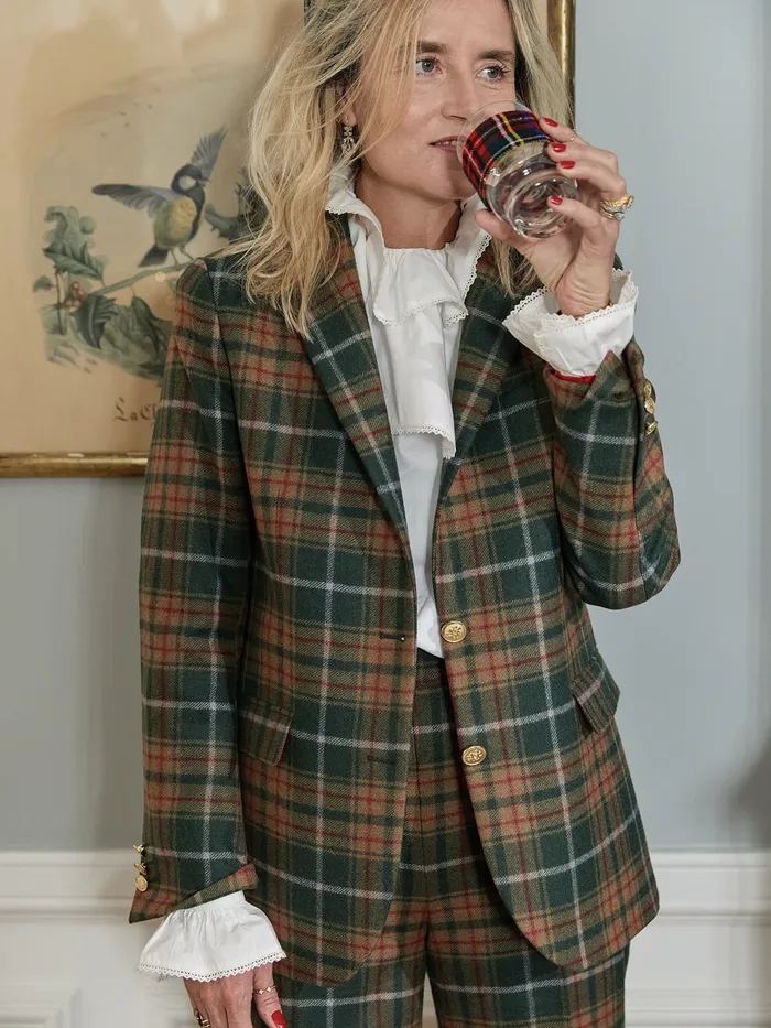 Women Cyrillus Clothing Augustine Jacket 8211 Christmas In Constance039s Wonderland Carreaux Vert