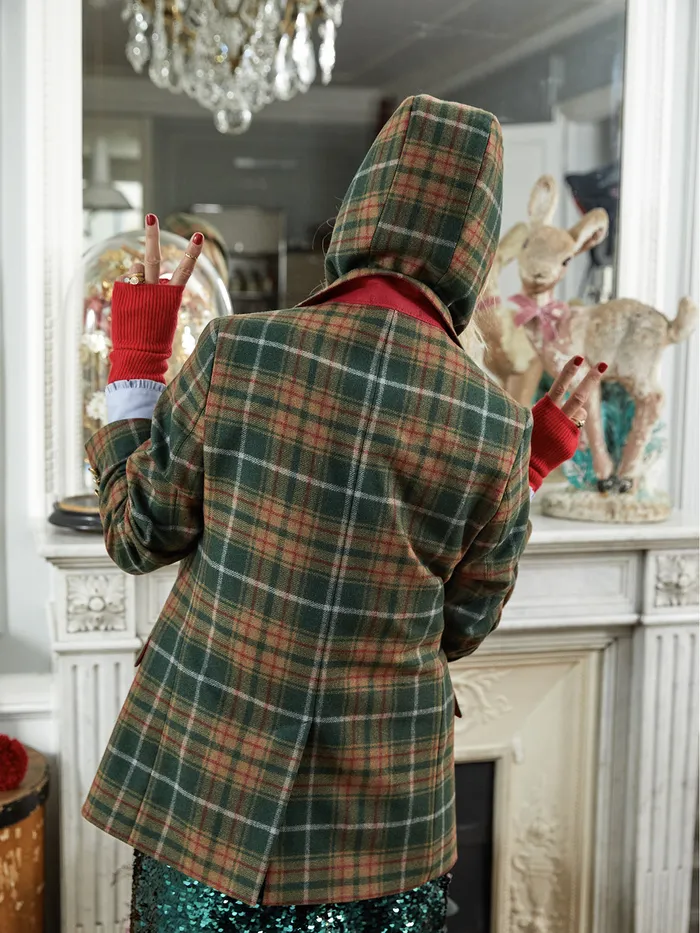 Women Cyrillus Clothing Augustine Jacket 8211 Christmas In Constance039s Wonderland Carreaux Vert