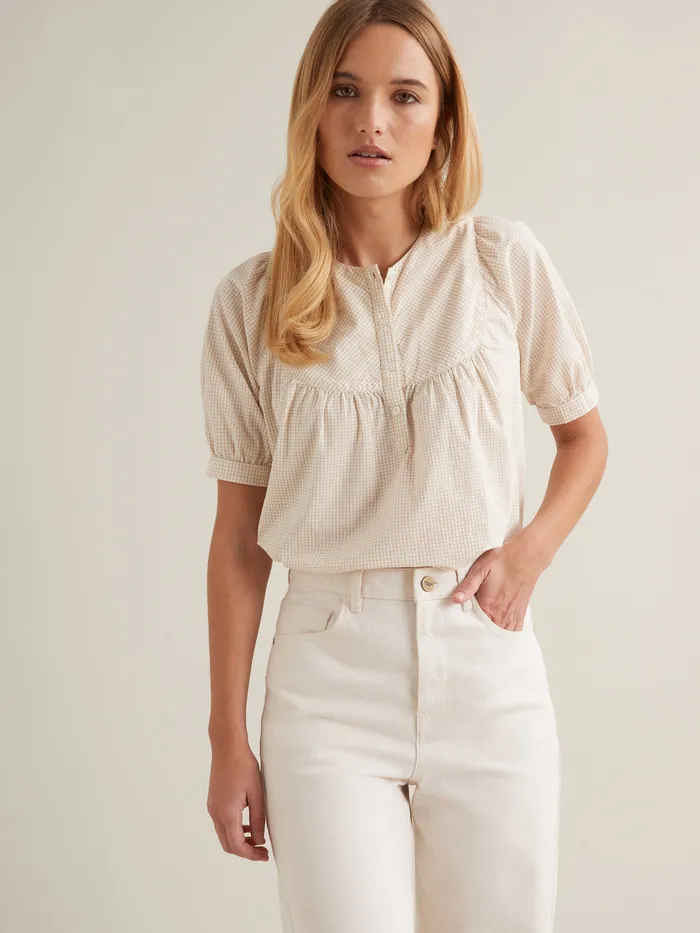 Women Cyrillus Clothing Blouse With Mini Checks