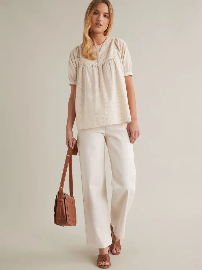Women Cyrillus Clothing Blouse With Mini Checks