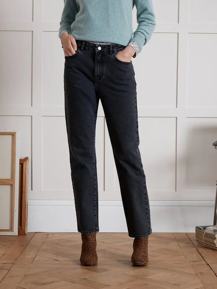 Women Cyrillus Clothing Sandra StraightLeg Organic Cotton Jeans With EcoFriendly Wash Denim Gris Fonce