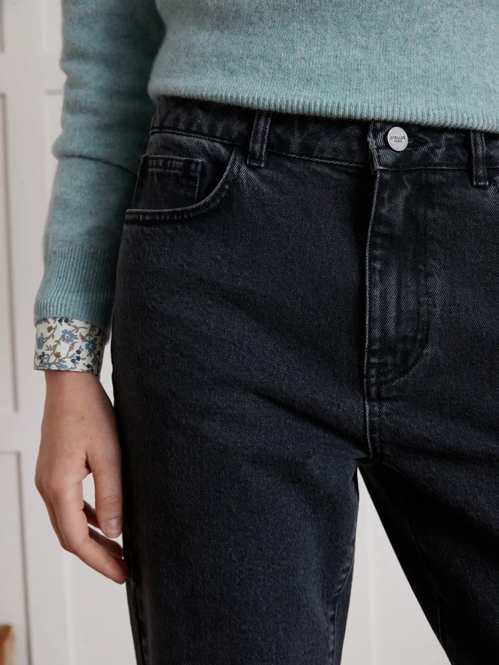 Women Cyrillus Clothing Sandra StraightLeg Organic Cotton Jeans With EcoFriendly Wash Denim Gris Fonce