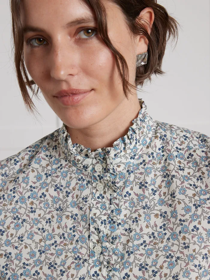 Women Cyrillus Clothing Shirt With Ruffled Collar Made With Liberty Fabric 8211 The Limited Collection Lib Hannah Fay