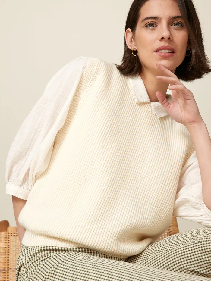 Women Cyrillus Clothing Sweater 8211 Les 3 Tricoteurs Ecru