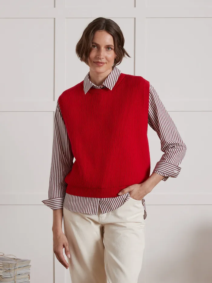 Women Cyrillus Clothing Sweater 8211 Les 3 Tricoteurs Rouge