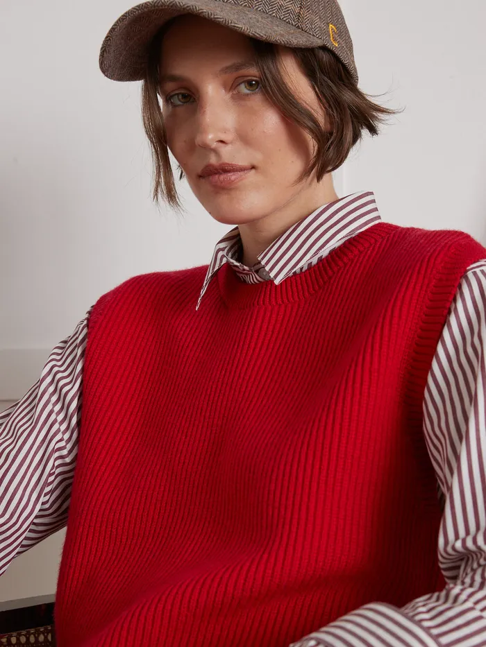 Women Cyrillus Clothing Sweater 8211 Les 3 Tricoteurs Rouge