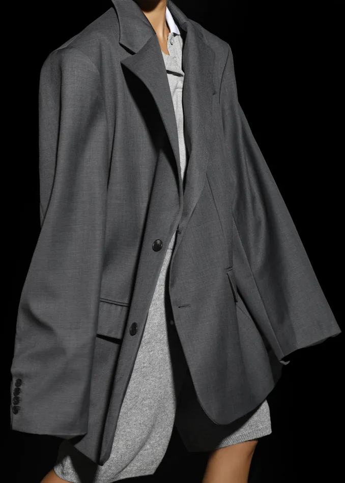 Women Dee Maxi Oversized Blazer 8211 Charcoal The Frankie Shop Outerwear
