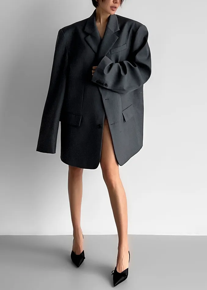 Women Dee Maxi Oversized Blazer 8211 Charcoal The Frankie Shop Outerwear