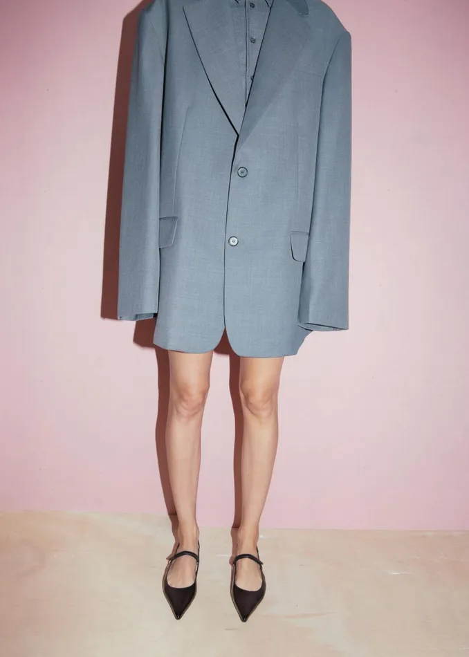 Women Dee Maxi Oversized Blazer 8211 Charcoal The Frankie Shop Outerwear