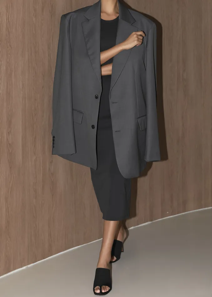 Women Dee Maxi Oversized Blazer 8211 Charcoal The Frankie Shop Outerwear