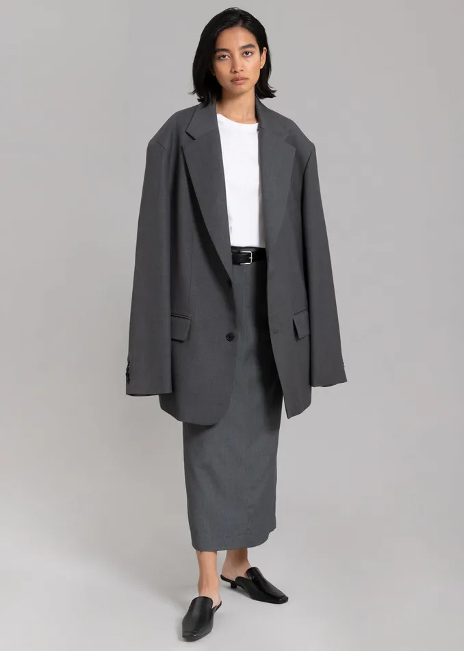 Women Dee Maxi Oversized Blazer 8211 Charcoal The Frankie Shop Outerwear