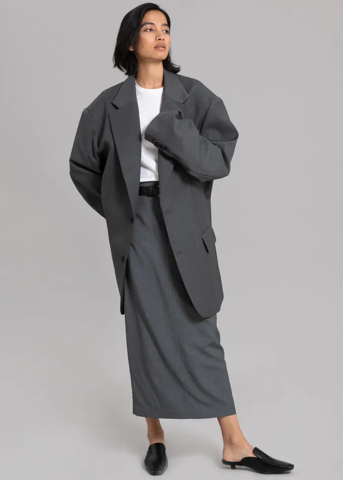 Women Dee Maxi Oversized Blazer 8211 Charcoal The Frankie Shop Outerwear