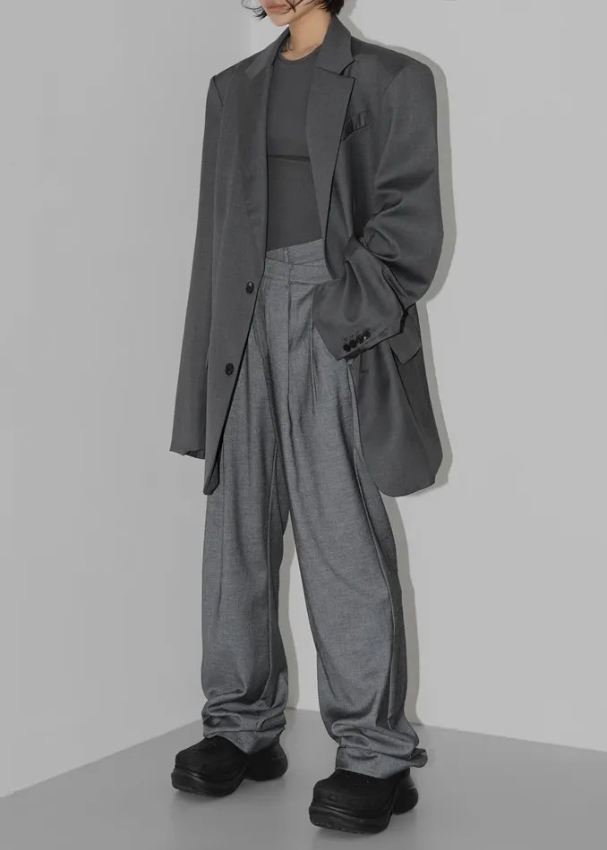 Women Dee Maxi Oversized Blazer 8211 Charcoal The Frankie Shop Outerwear