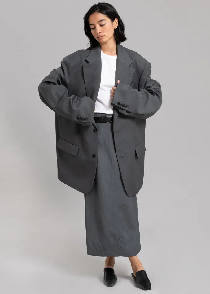 Women Dee Maxi Oversized Blazer 8211 Charcoal The Frankie Shop Outerwear