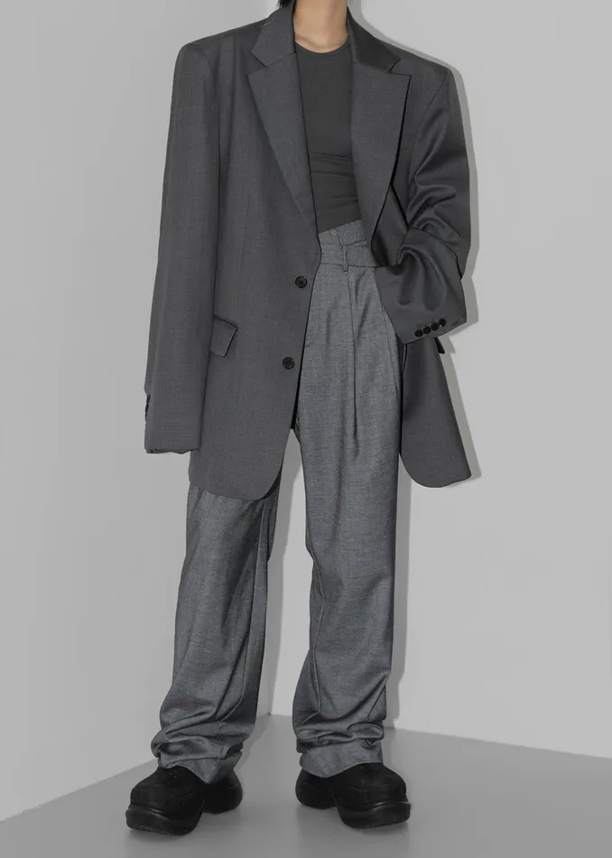 Women Dee Maxi Oversized Blazer 8211 Charcoal The Frankie Shop Outerwear