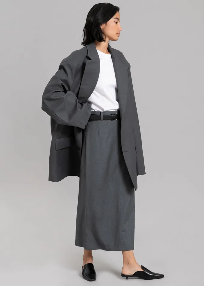 Women Dee Maxi Oversized Blazer 8211 Charcoal The Frankie Shop Outerwear