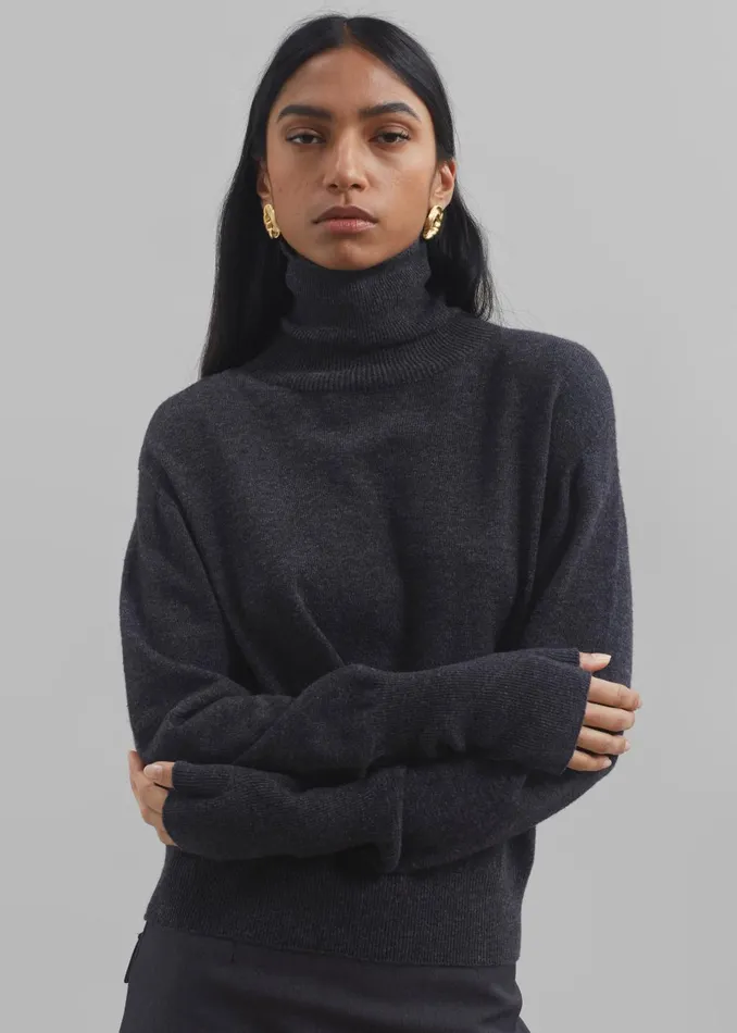 Women Delia Wool Turtleneck 8211 Charcoal The Frankie Shop Knitwear