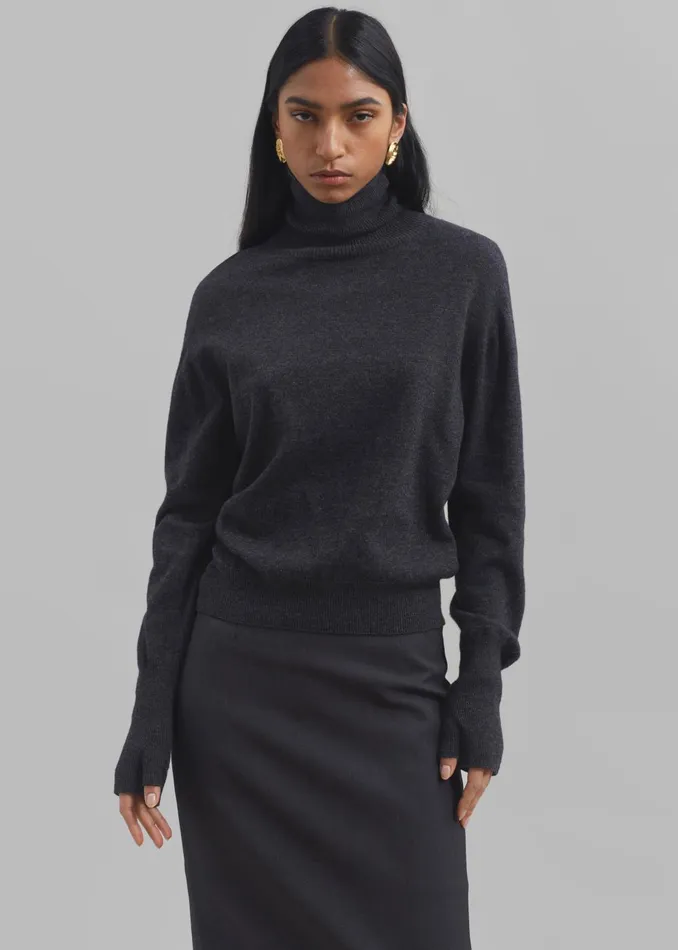 Women Delia Wool Turtleneck 8211 Charcoal The Frankie Shop Knitwear