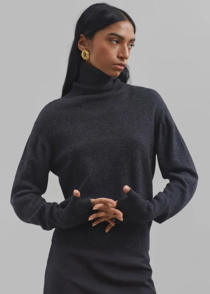 Women Delia Wool Turtleneck 8211 Charcoal The Frankie Shop Knitwear