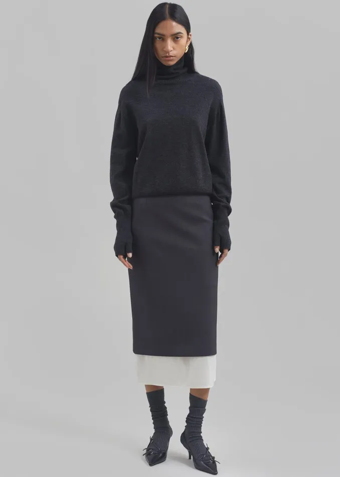 Women Delia Wool Turtleneck 8211 Charcoal The Frankie Shop Knitwear