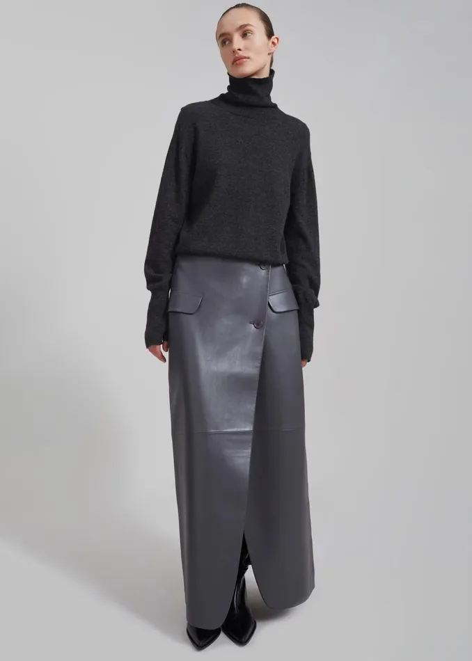Women Delia Wool Turtleneck 8211 Charcoal The Frankie Shop Knitwear