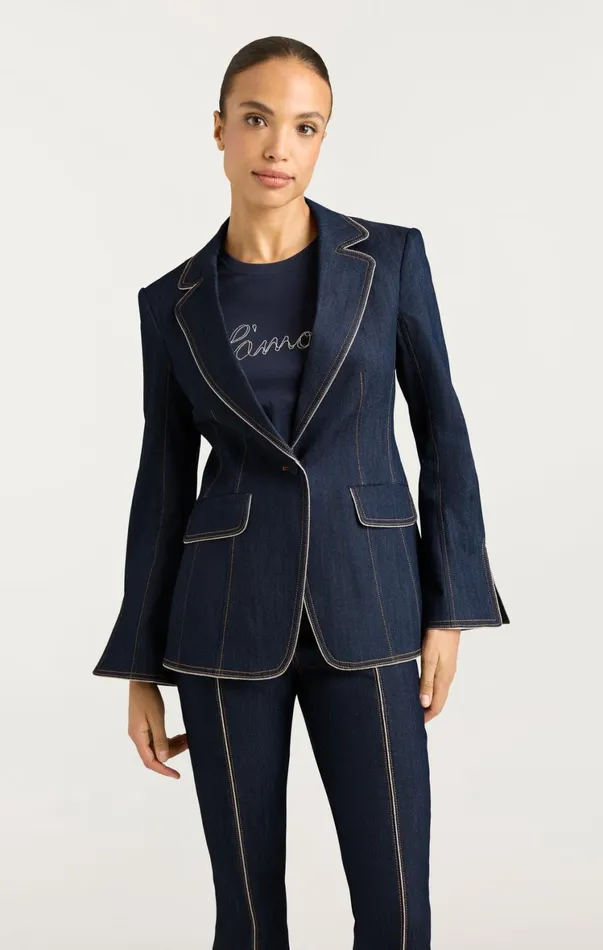 Women Denim Cinq Sept Danicka Blazer Indigo