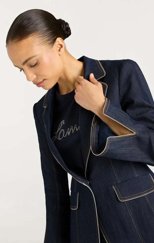 Women Denim Cinq Sept Danicka Blazer Indigo
